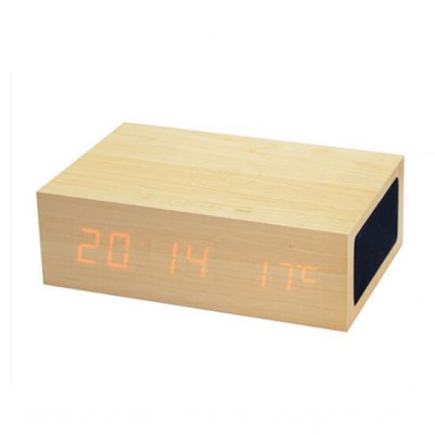 LED Display Clock Bluetooth Speaker with Qi Standard Wireless Charger